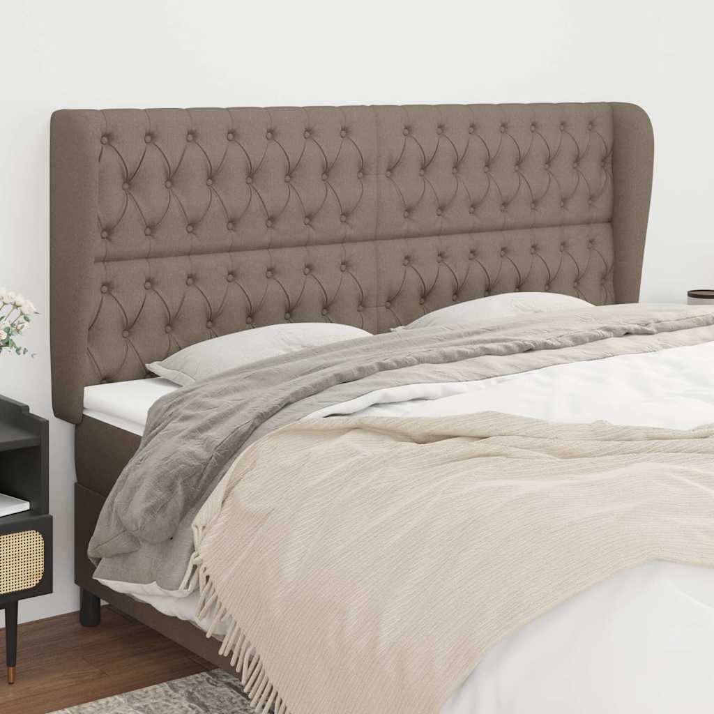 Kopfteil mit Ohren Taupe 203x23x118/128 cm Stoff
