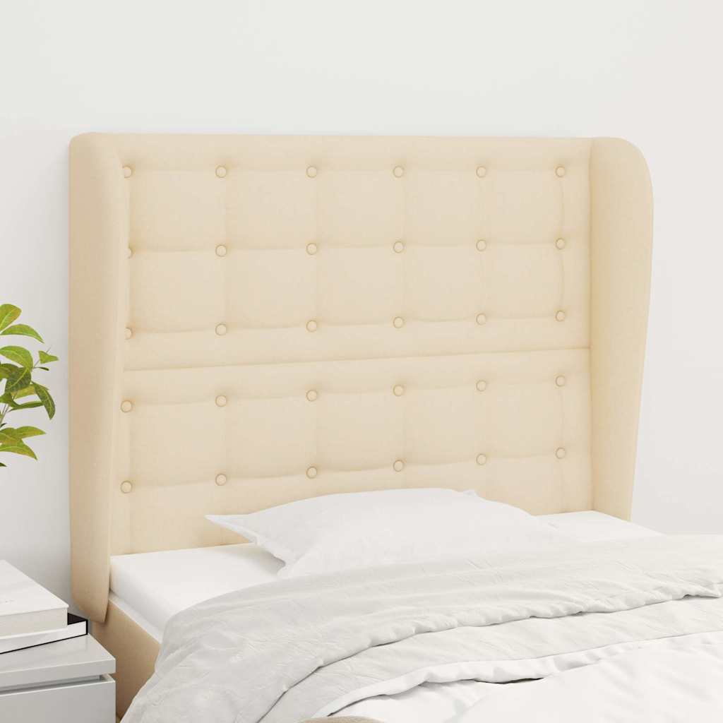 Kopfteil mit Ohren Creme 83x23x118/128 cm Stoff