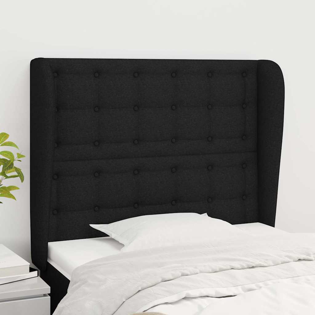 Kopfteil mit Ohren Schwarz 93x23x118/128 cm Stoff