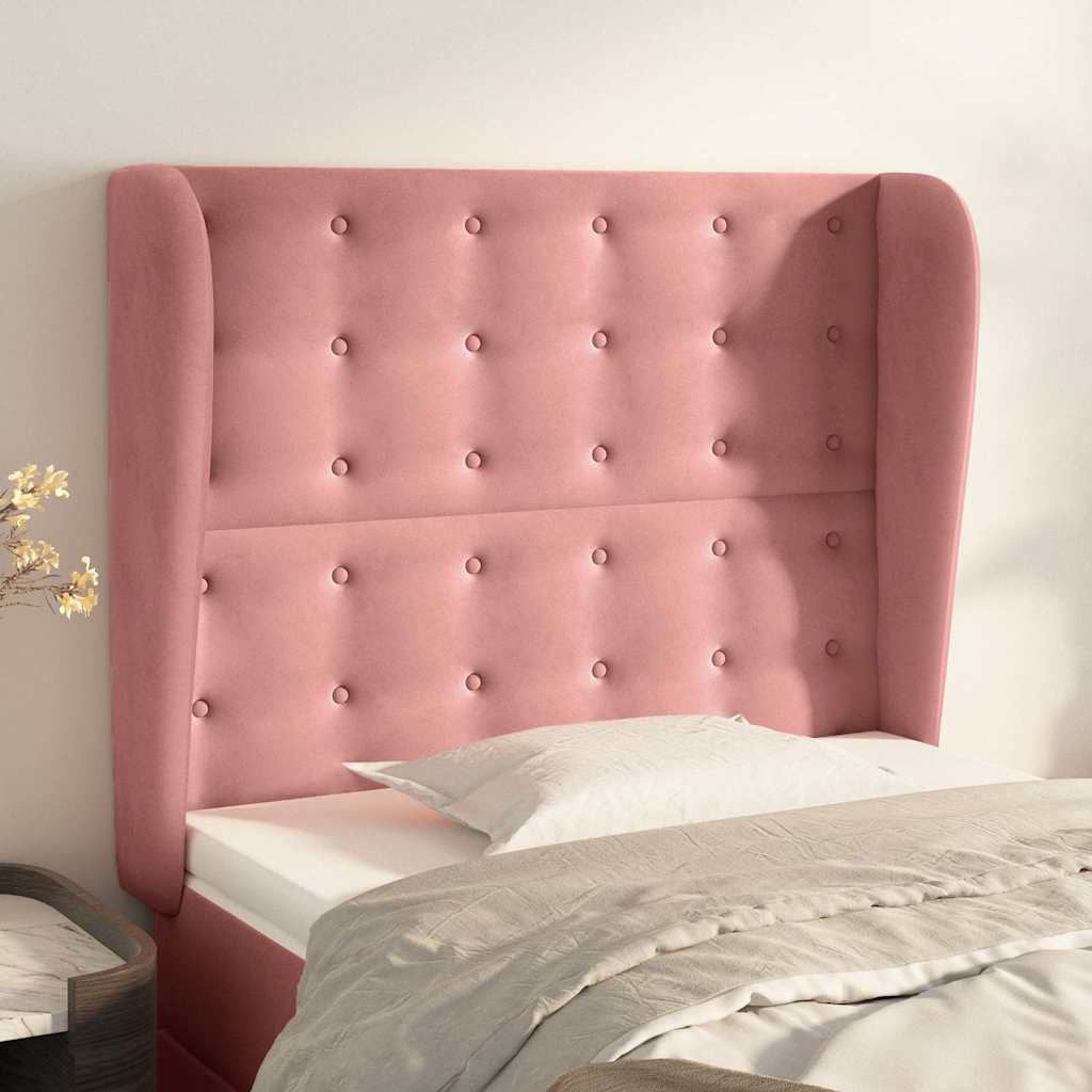 Kopfteil mit Ohren Rosa 103x23x118/128 cm Samt