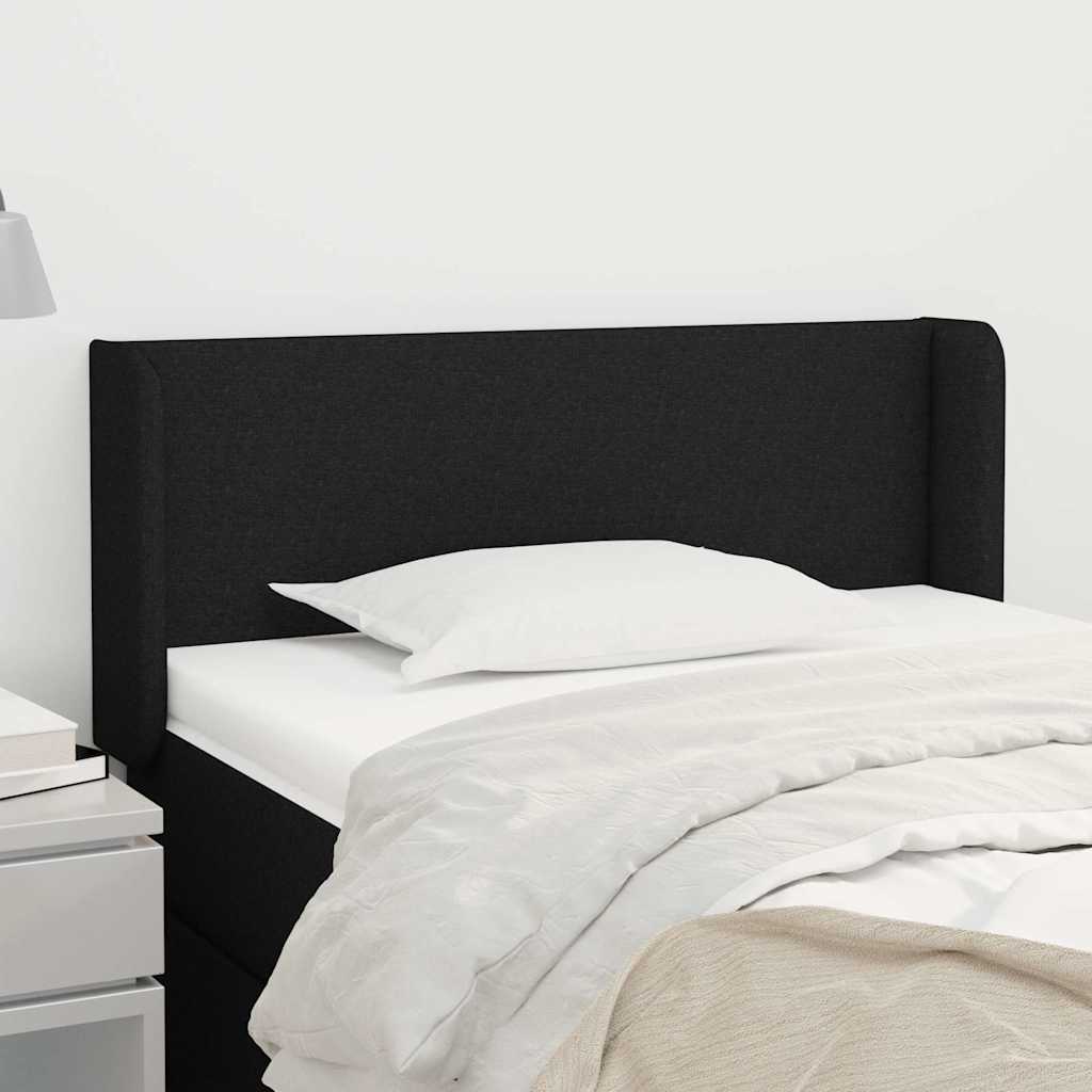 Kopfteil mit Ohren Schwarz 93x16x78/88 cm Stoff