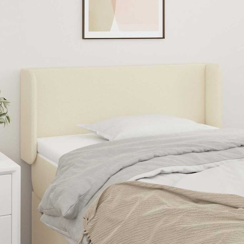 Kopfteil mit Ohren Creme 103x16x78/88 cm Kunstleder