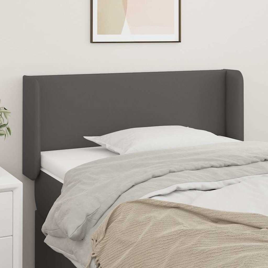 Kopfteil mit Ohren Grau 103x16x78/88 cm Kunstleder