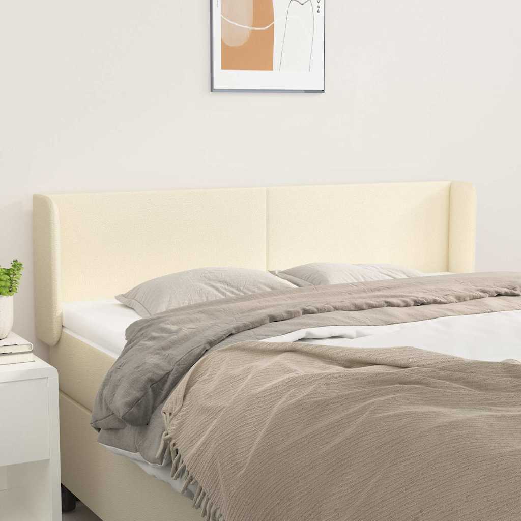 Kopfteil mit Ohren Creme 147x16x78/88 cm Kunstleder