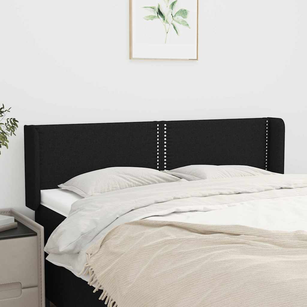Kopfteil mit Ohren Schwarz 147x16x78/88 cm Stoff