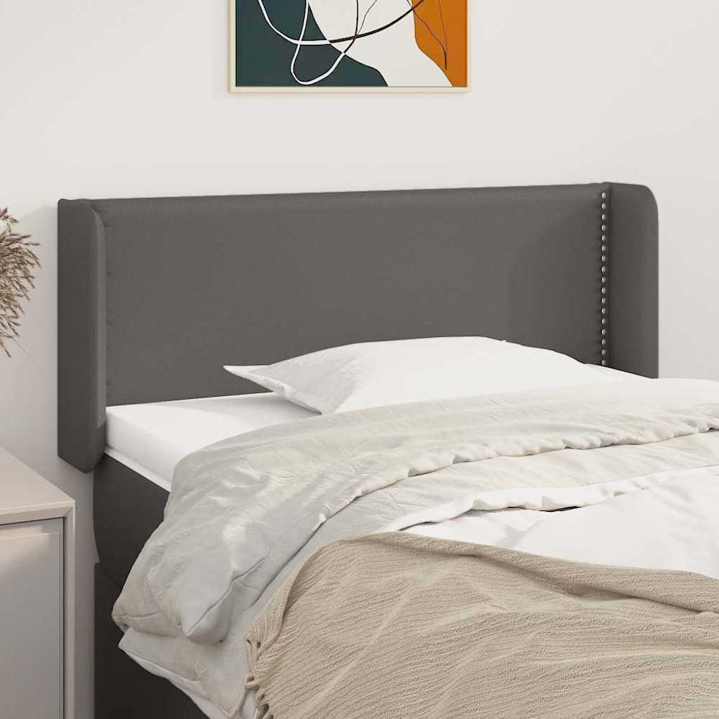 Kopfteil mit Ohren Grau 103x16x78/88 cm Kunstleder