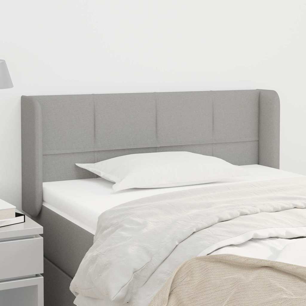 Kopfteil mit Ohren Hellgrau 93x16x78/88 cm Stoff