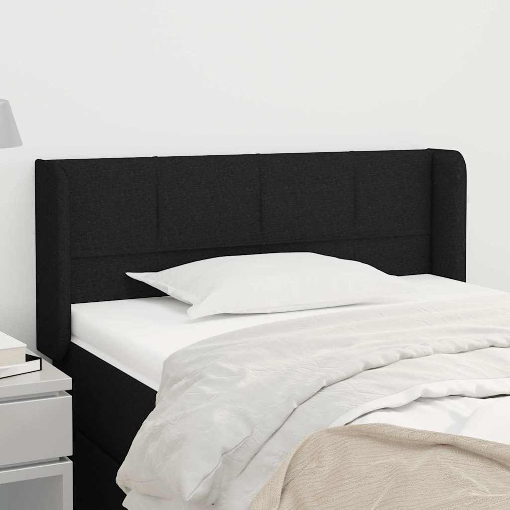 Kopfteil mit Ohren Schwarz 93x16x78/88 cm Stoff