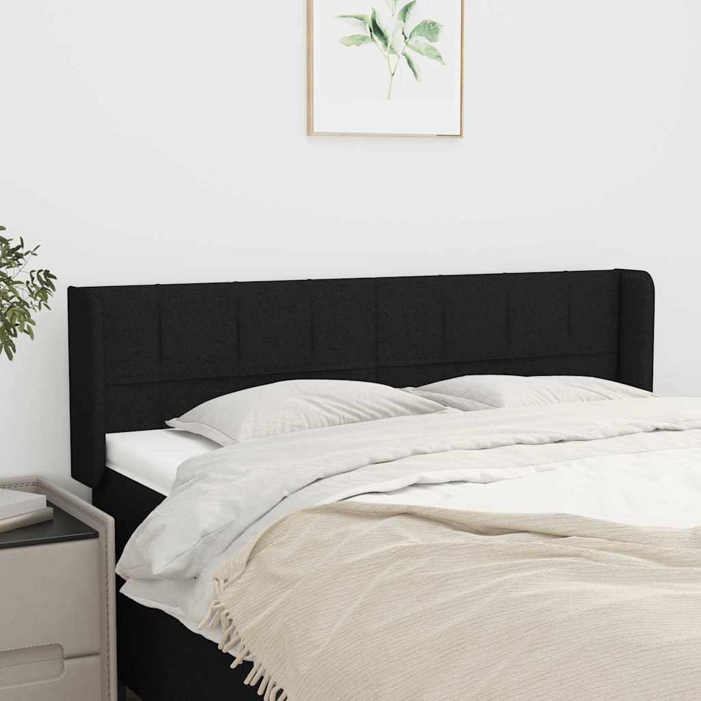 Kopfteil mit Ohren Schwarz 147x16x78/88 cm Stoff