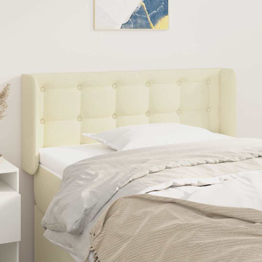 Kopfteil mit Ohren Creme 93x16x78/88 cm Kunstleder