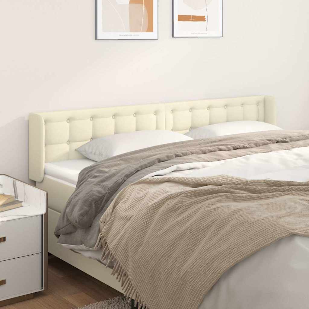 Kopfteil mit Ohren Creme 163x16x78/88 cm Kunstleder