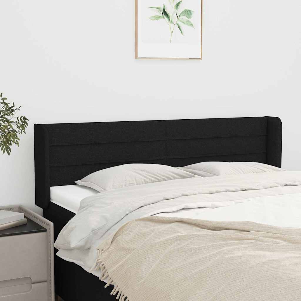 Kopfteil mit Ohren Schwarz 147x16x78/88 cm Stoff