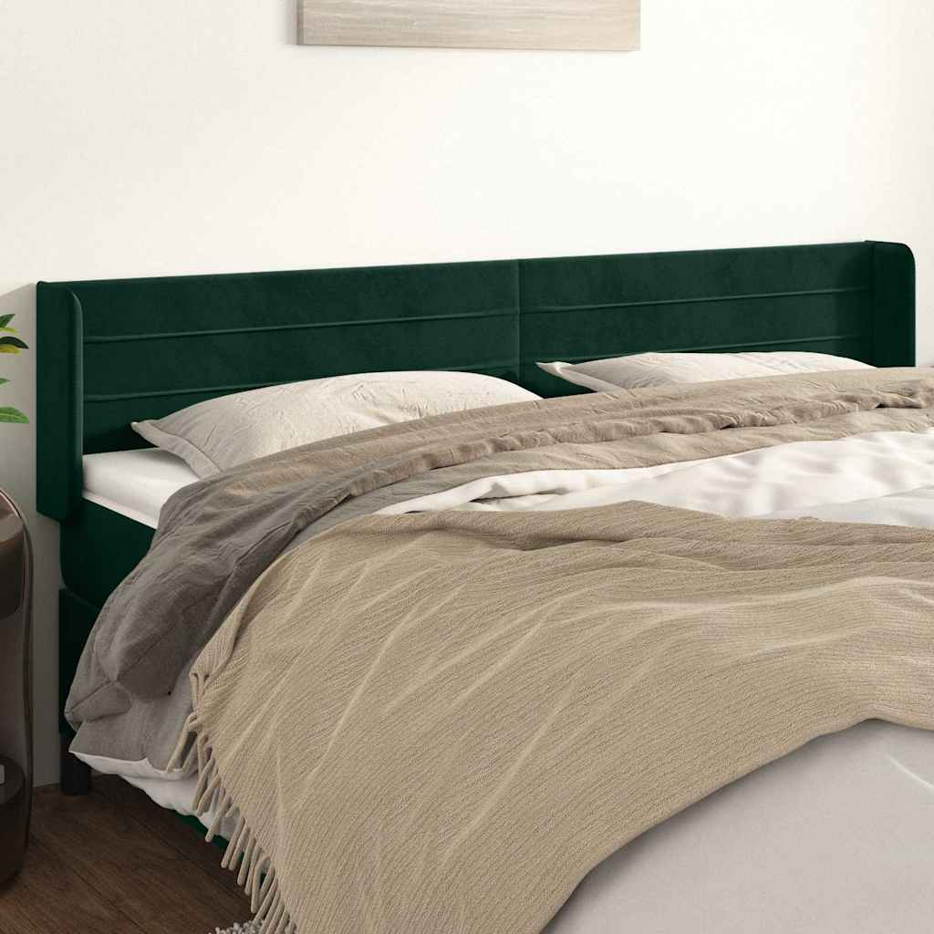 Kopfteil mit Ohren Dunkelgrün 203x16x78/88 cm Samt