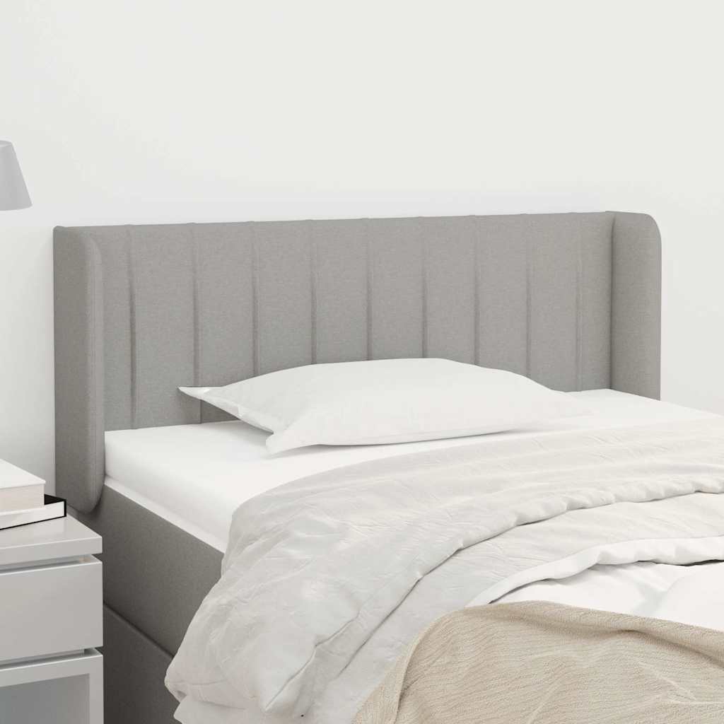 Kopfteil mit Ohren Hellgrau 83x16x78/88 cm Stoff