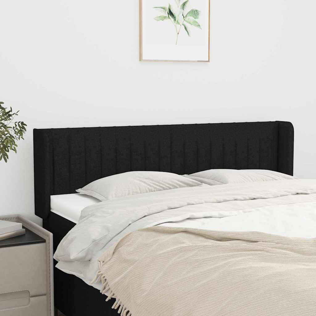 Kopfteil mit Ohren Schwarz 147x16x78/88 cm Stoff