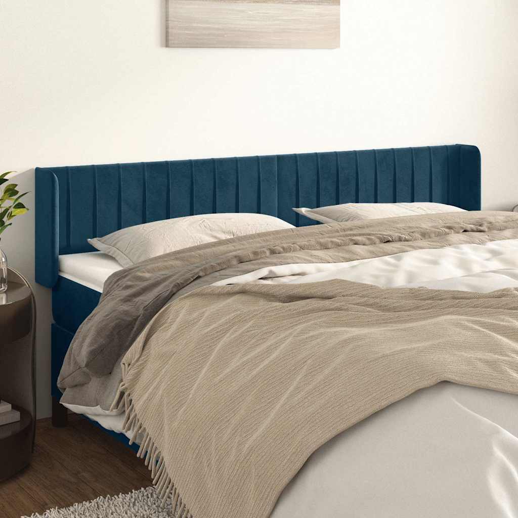 Kopfteil mit Ohren Dunkelblau 183x16x78/88 cm Samt