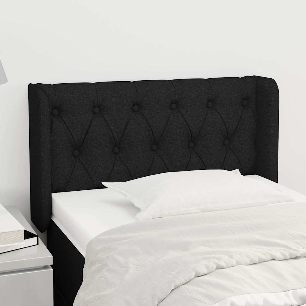 Kopfteil mit Ohren Schwarz 83x16x78/88 cm Stoff
