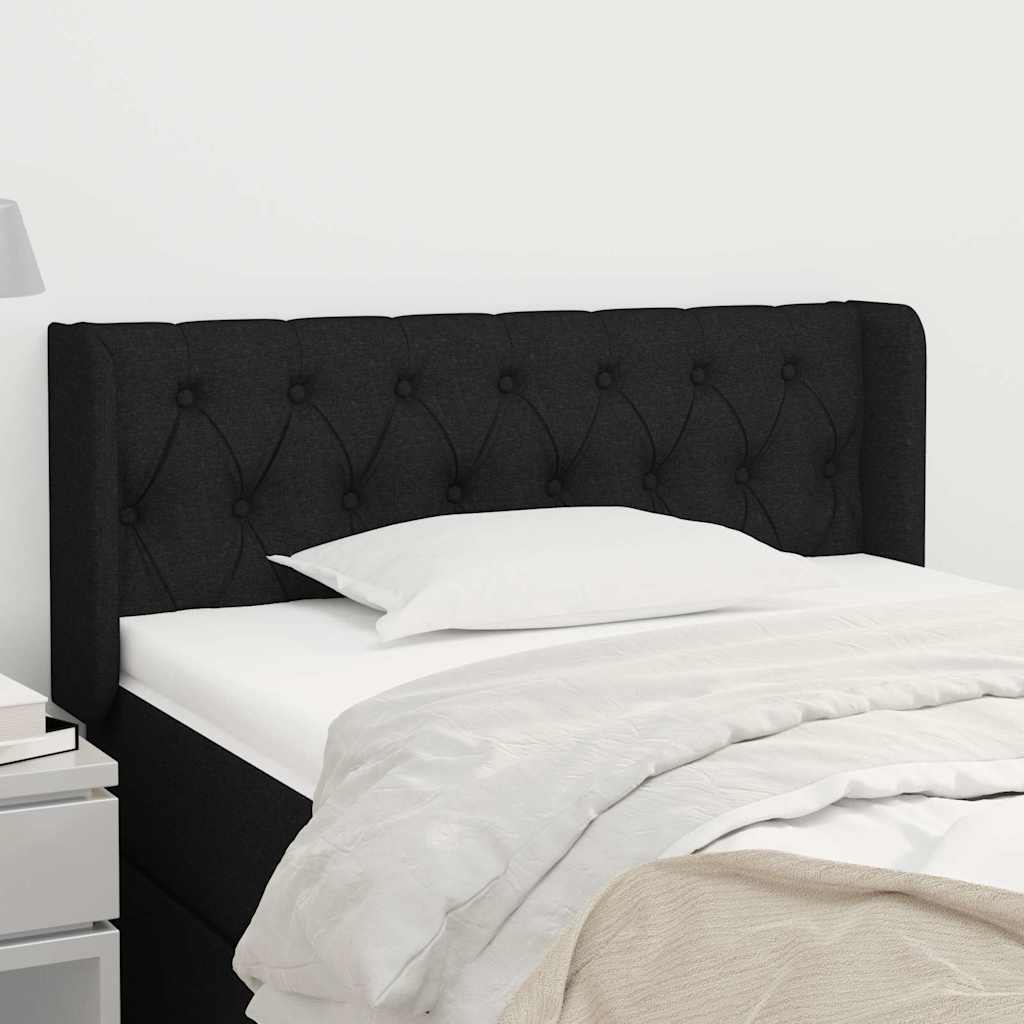 Kopfteil mit Ohren Schwarz 103x16x78/88 cm Stoff