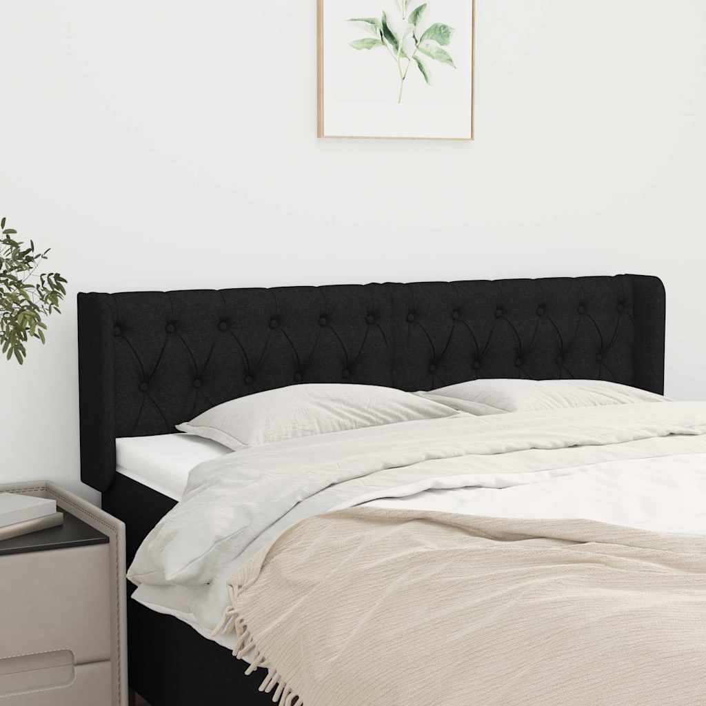 Kopfteil mit Ohren Schwarz 163x16x78/88 cm Stoff