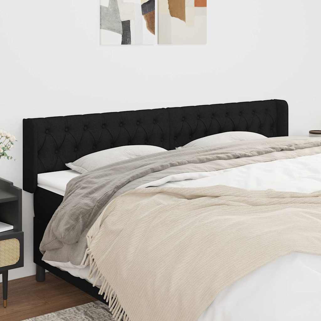 Kopfteil mit Ohren Schwarz 203x16x78/88 cm Stoff