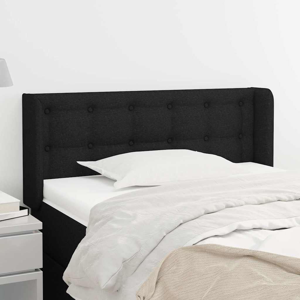 Kopfteil mit Ohren Schwarz 93x16x78/88 cm Stoff