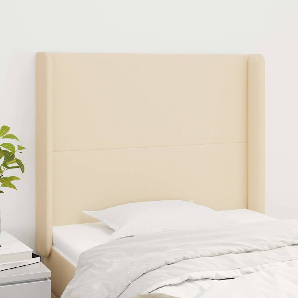 Kopfteil mit Ohren Creme 83x16x118/128 cm Stoff