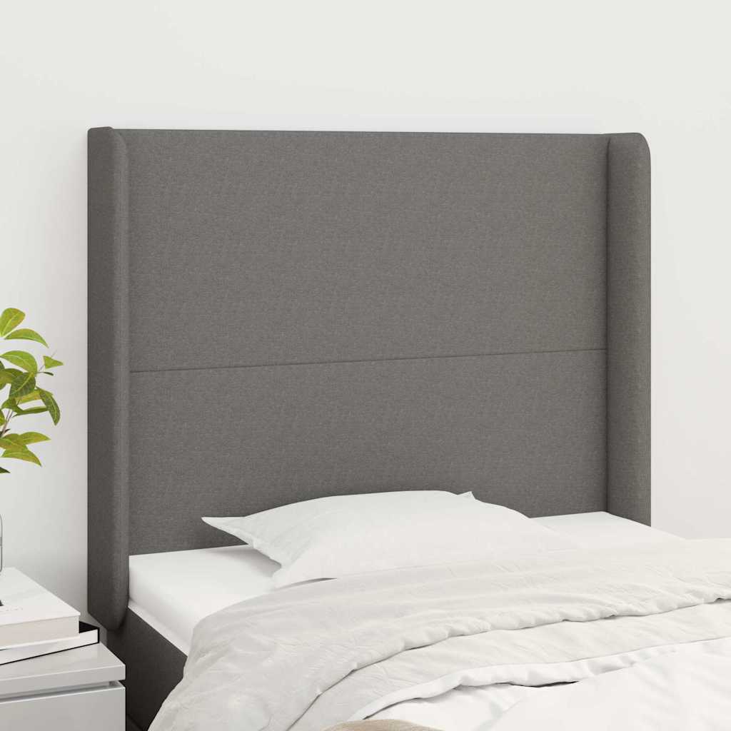 Kopfteil mit Ohren Dunkelgrau 103x16x118/128 cm Stoff