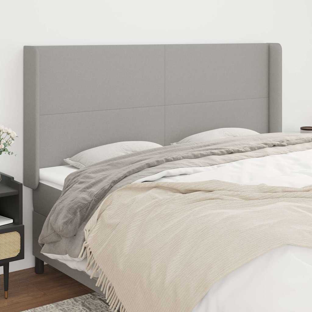 Kopfteil mit Ohren Hellgrau 163x16x118/128 cm Stoff