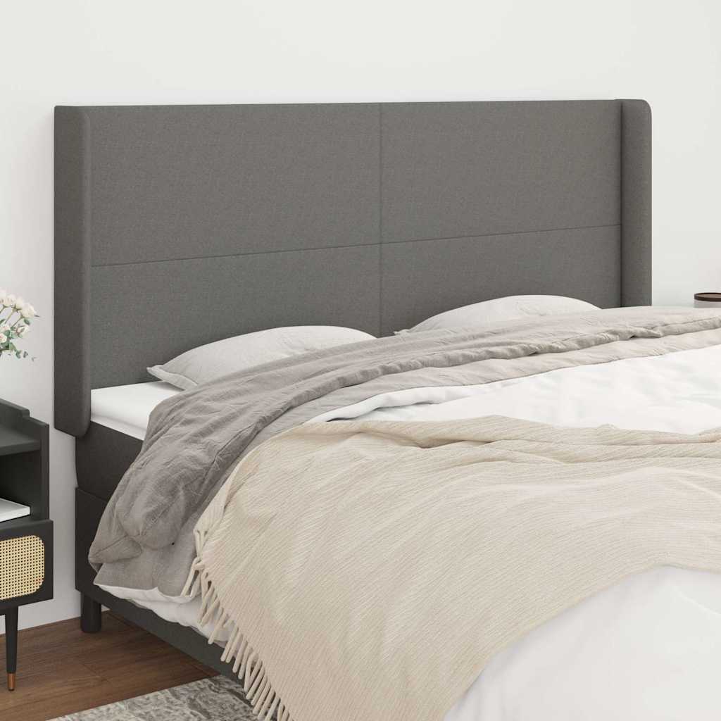 Kopfteil mit Ohren Dunkelgrau 163x16x118/128 cm Stoff