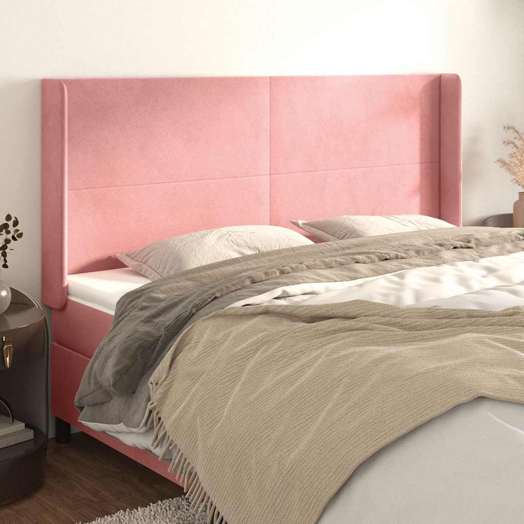 Kopfteil mit Ohren Rosa 183x16x118/128 cm Samt
