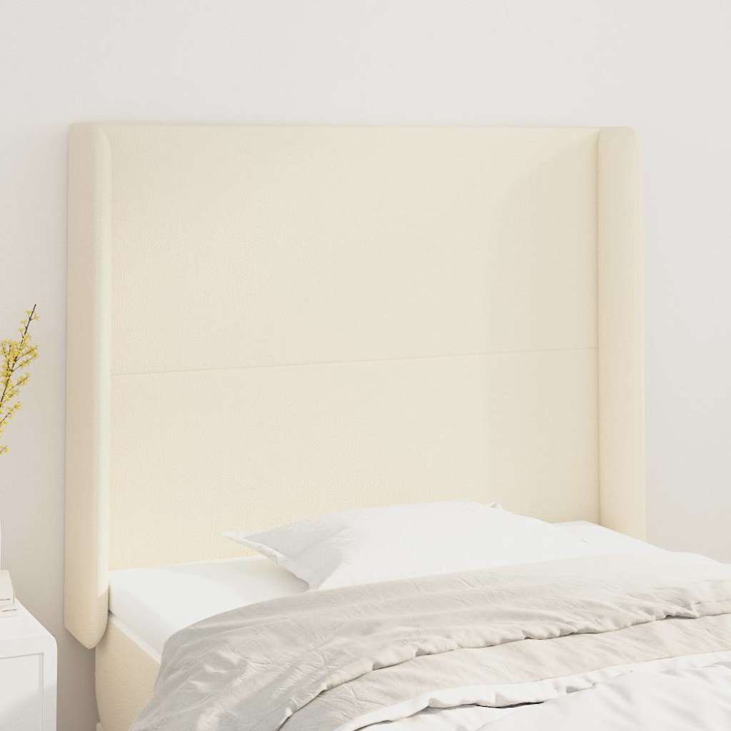 Kopfteil mit Ohren Creme 83x16x118/128 cm Kunstleder