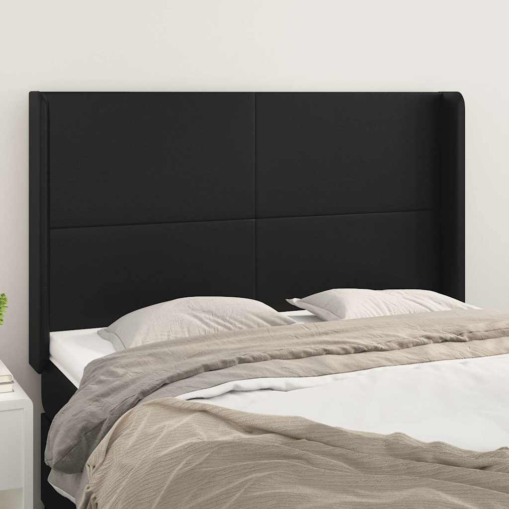 Kopfteil mit Ohren Schwarz 147x16x118/128 cm Kunstleder