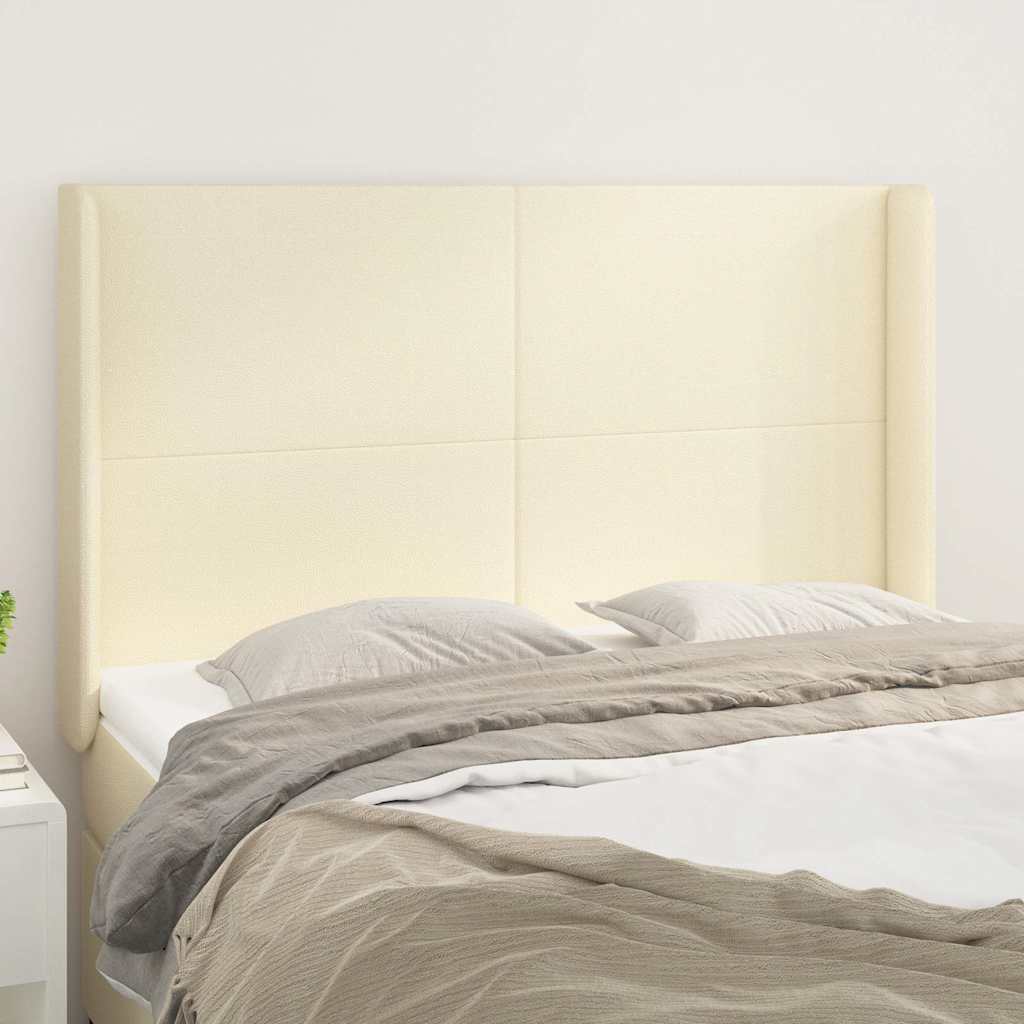 Kopfteil mit Ohren Creme 147x16x118/128 cm Kunstleder