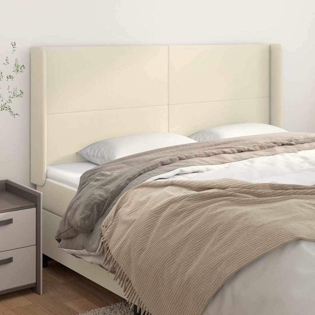 Kopfteil mit Ohren Creme 203x16x118/128 cm Kunstleder
