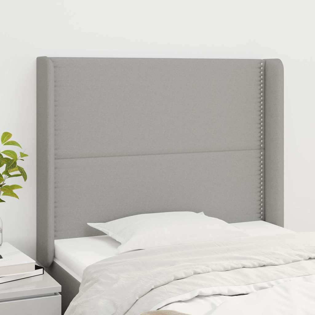 Kopfteil mit Ohren Hellgrau 103x16x118/128 cm Stoff