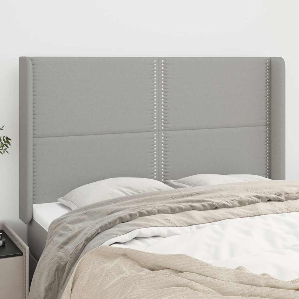 Kopfteil mit Ohren Hellgrau 147x16x118/128 cm Stoff