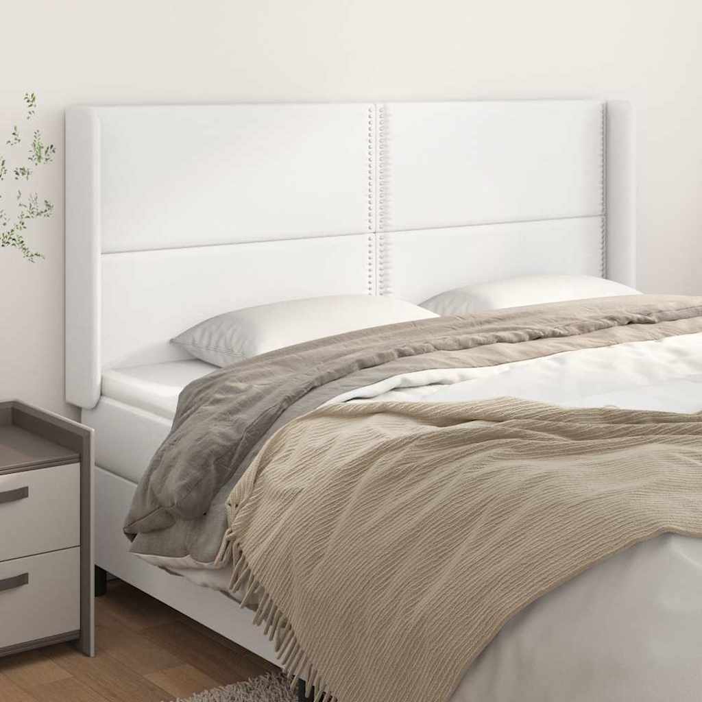 Kopfteil mit Ohren Weiß 203x16x118/128 cm Kunstleder
