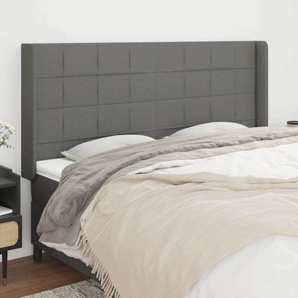 Kopfteil mit Ohren Dunkelgrau 163x16x118/128 cm Stoff