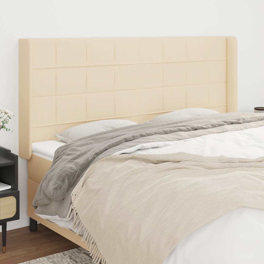 Kopfteil mit Ohren Creme 183x16x118/128 cm Stoff