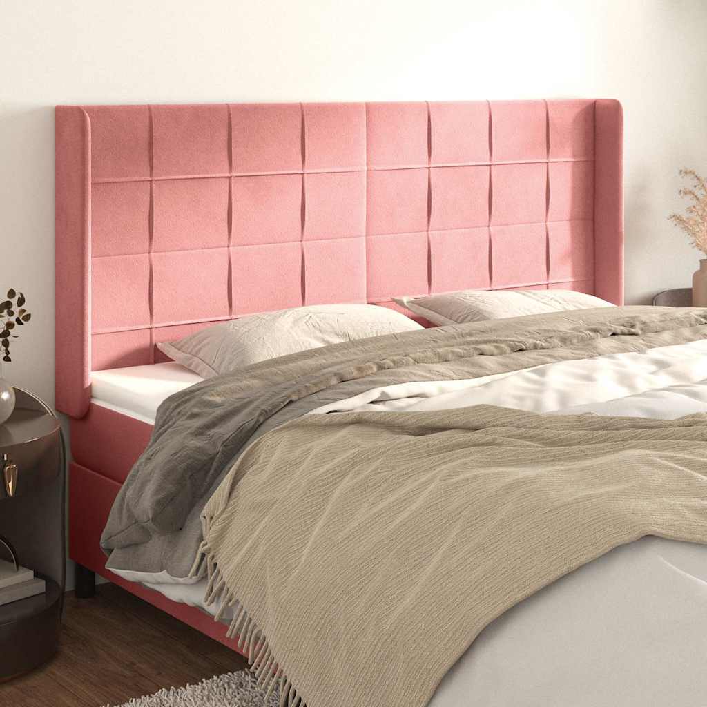 Kopfteil mit Ohren Rosa 183x16x118/128 cm Samt