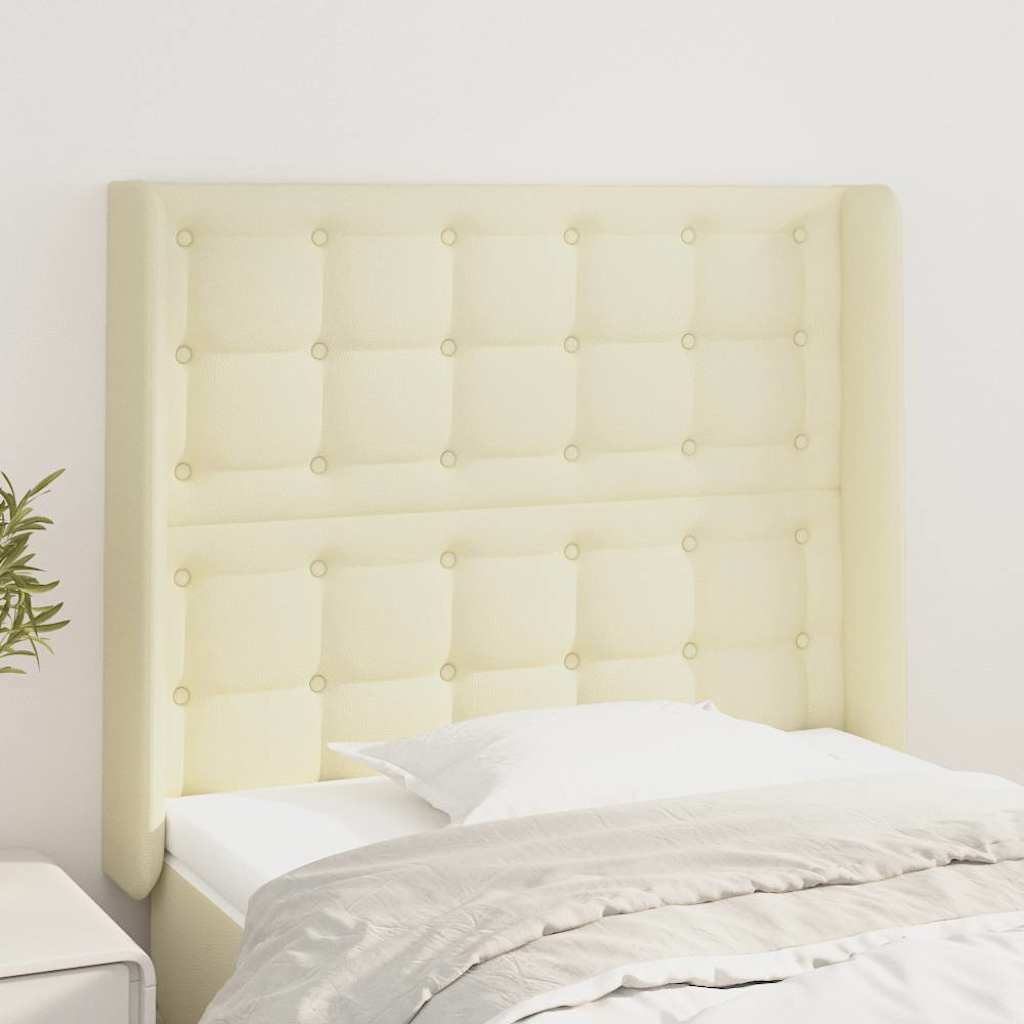 Kopfteil mit Ohren Creme 103x16x118/128 cm Kunstleder