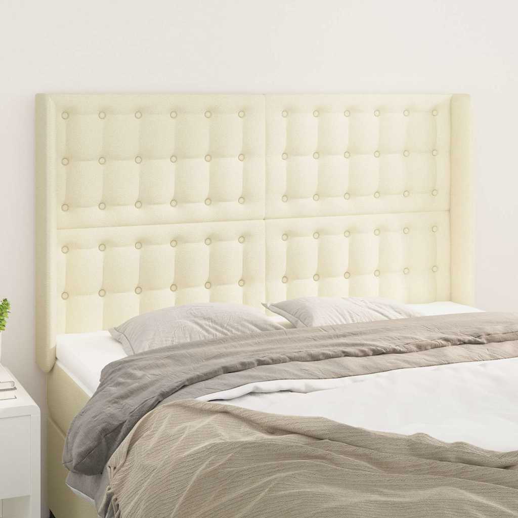 Kopfteil mit Ohren Creme 147x16x118/128 cm Kunstleder
