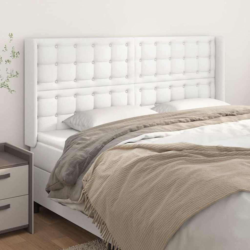 Kopfteil mit Ohren Weiß 163x16x118/128 cm Kunstleder