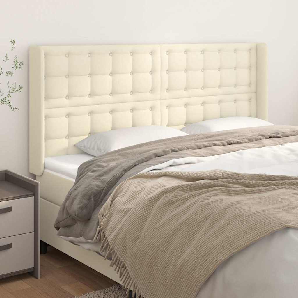 Kopfteil mit Ohren Creme 203x16x118/128 cm Kunstleder
