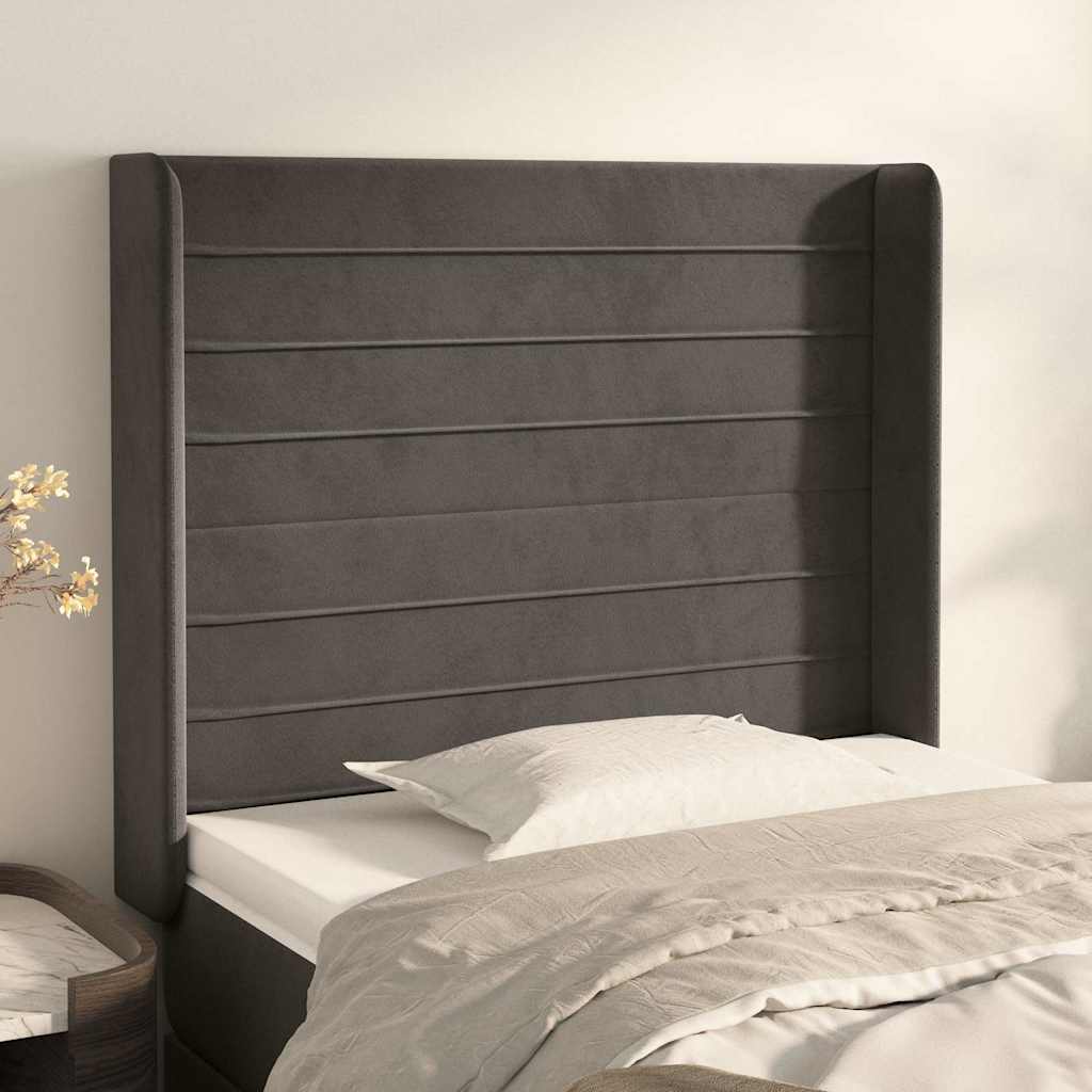 Kopfteil mit Ohren Dunkelgrau 103x16x118/128 cm Samt
