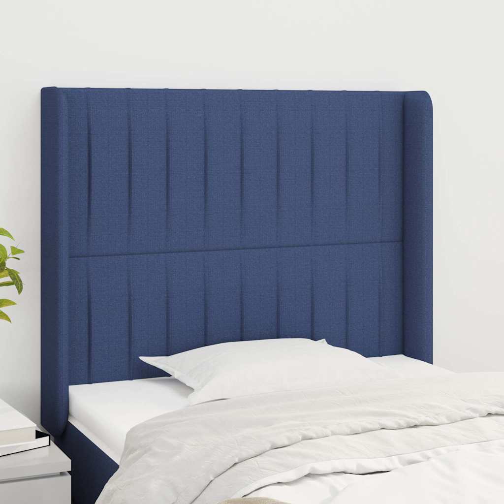 Kopfteil mit Ohren Blau 93x16x118/128 cm Stoff