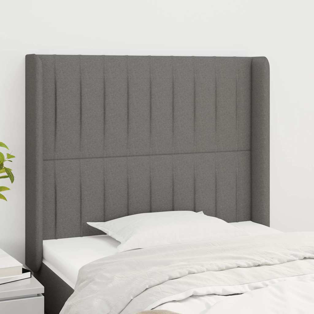 Kopfteil mit Ohren Dunkelgrau 103x16x118/128 cm Stoff
