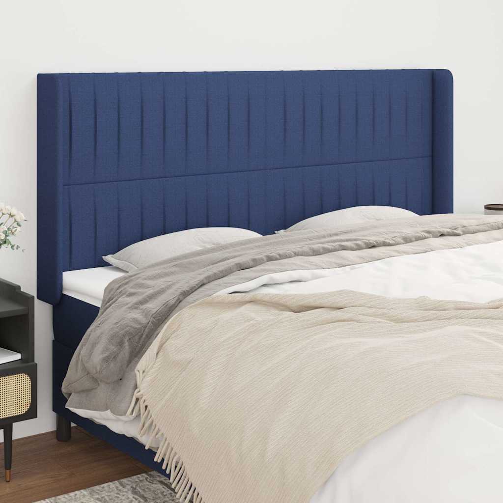 Kopfteil mit Ohren Blau 183x16x118/128 cm Stoff