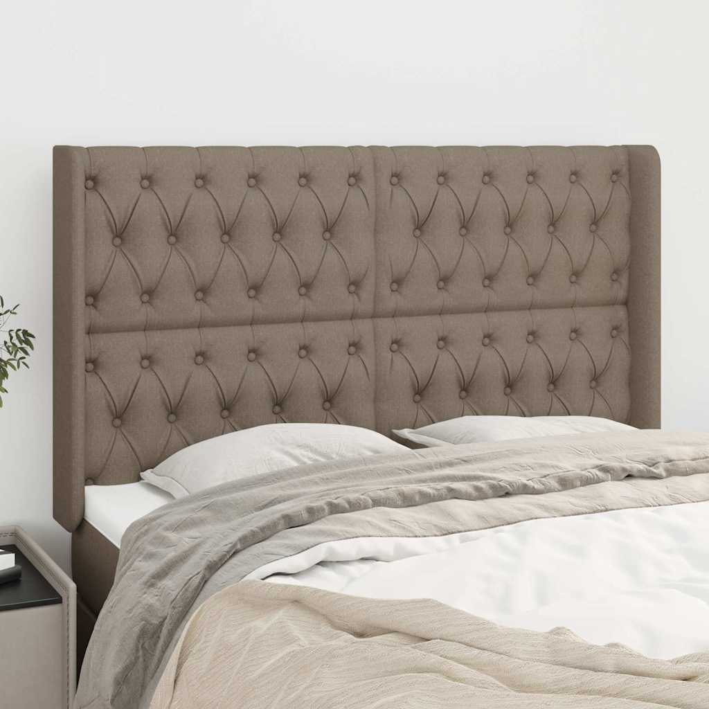 Kopfteil mit Ohren Taupe 147x16x118/128 cm Stoff