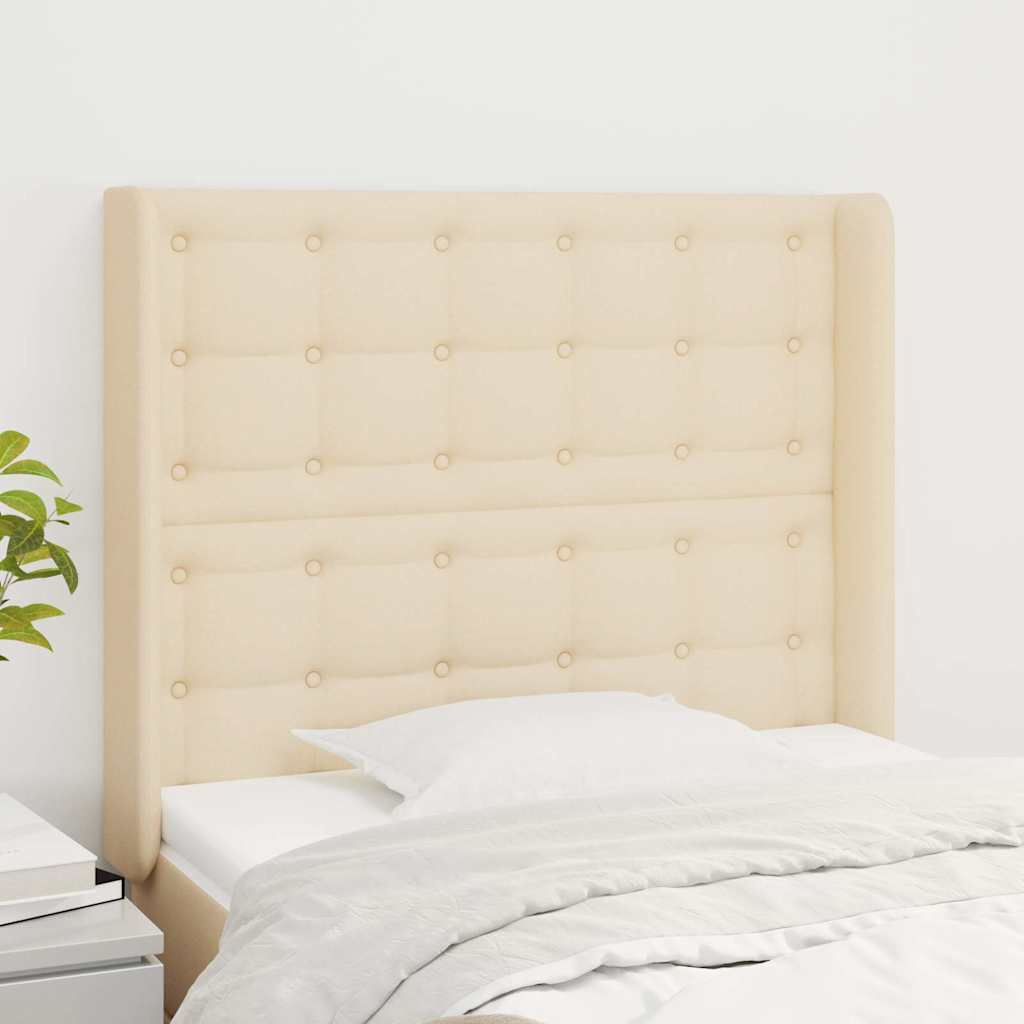 Kopfteil mit Ohren Creme 83x16x118/128 cm Stoff